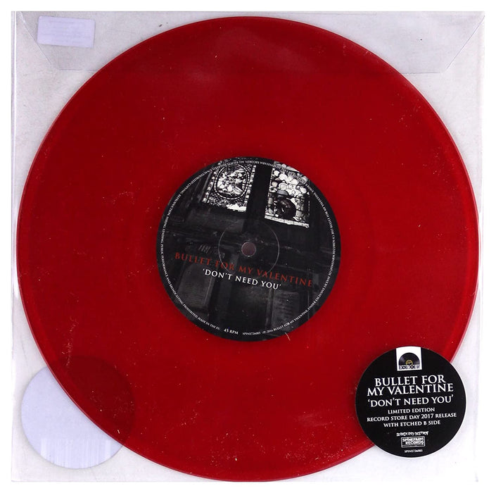 Bullet For My Valentine – Don't Need You - Vinilo, 10", 45 RPM, una cara, Maxi-Single, grabado, edición limitada, rojo