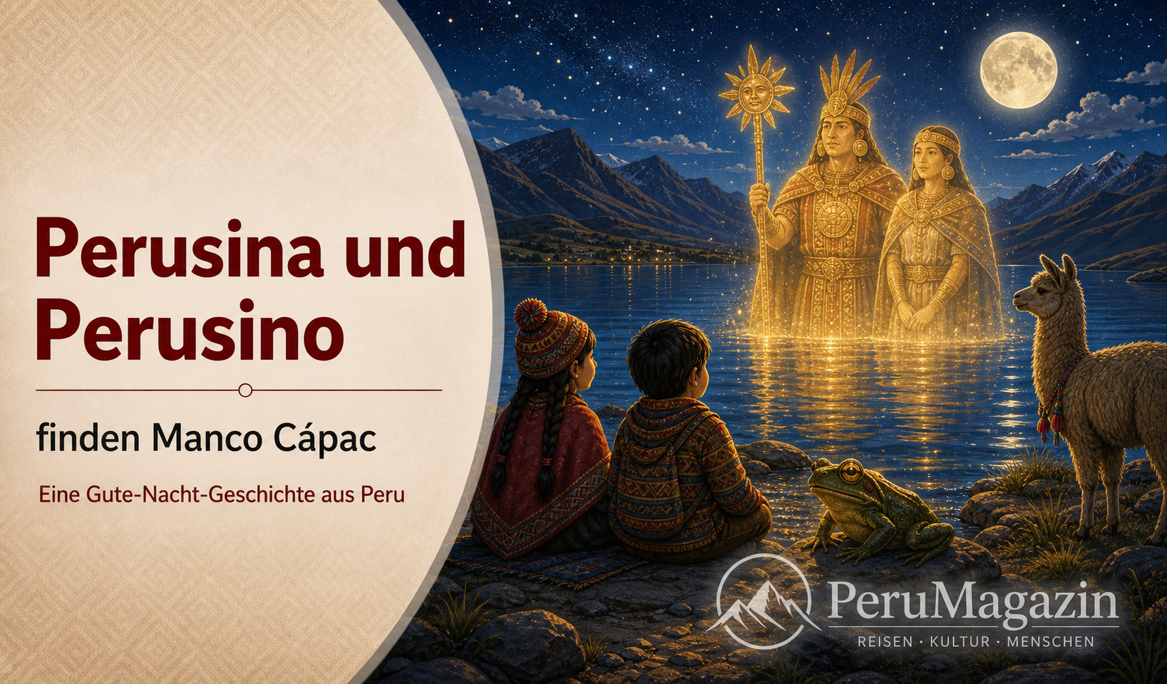 Perusina und Perusino auf der Suche nach dem ersten Inka-Herrscher