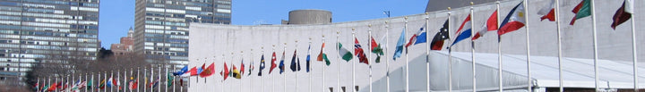 Flaggen vor dem Hauptquartier der Vereinten Nationen in New York