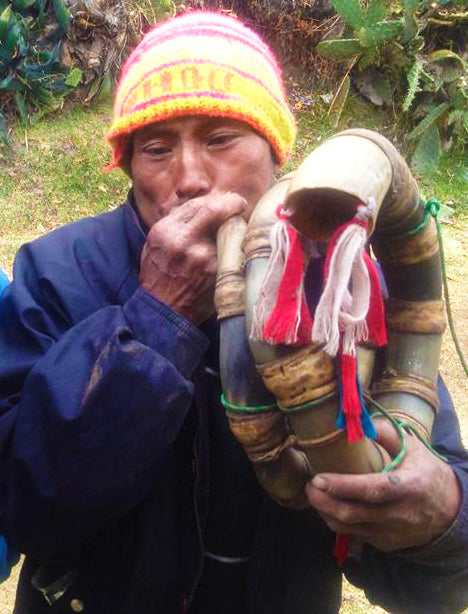 Waqra-Puku-Spieler aus Lucanamarca in Peru