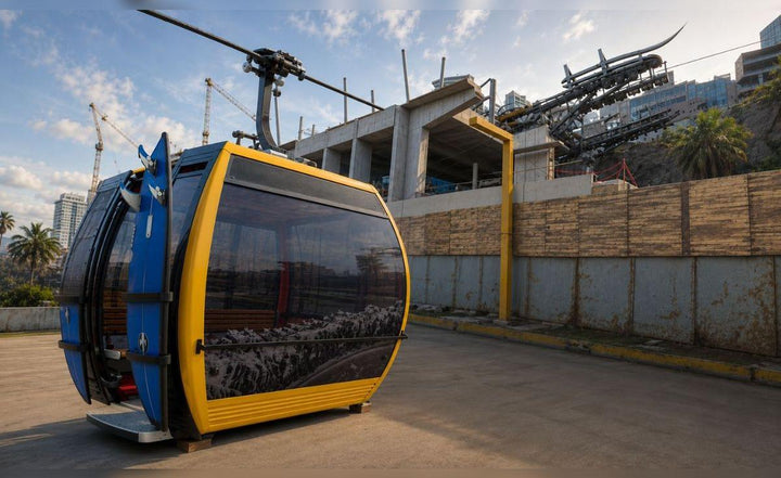 Kabine des Teleférico de Miraflores in Lima während der Bauphase 2026