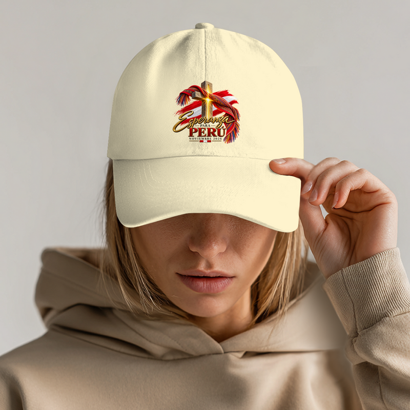 Esperanza para Perú Dad Cap Sand – Vorderseite