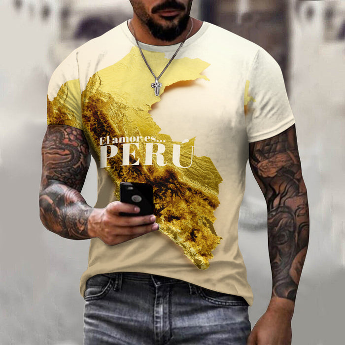 Perú Gold - camiseta de algodón para hombre