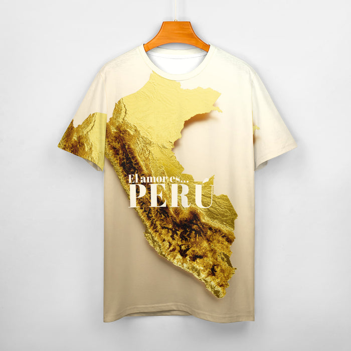 Perú Gold - camiseta de algodón para hombre