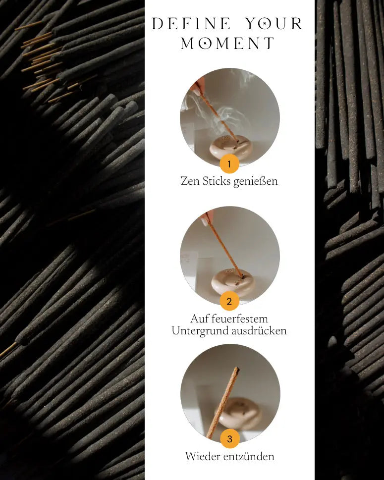 ZoaZen Black Copal Räucherstäbchen – Produktbild 6 mit handgerolltem Räucherwerk