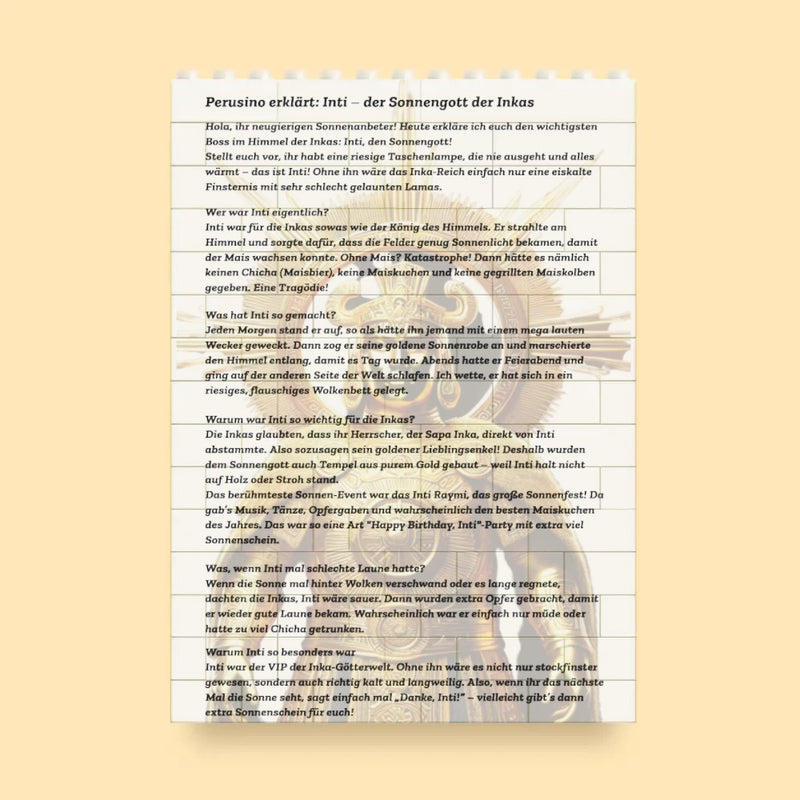 Inti-Puzzle aus Bausteinen – Sonnengott der Inka als Denkspiel