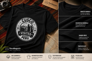 PeruMagazin – T-Shirt Cusco Visited (Schwarz, Weiß, Grün) - PeruMagazin