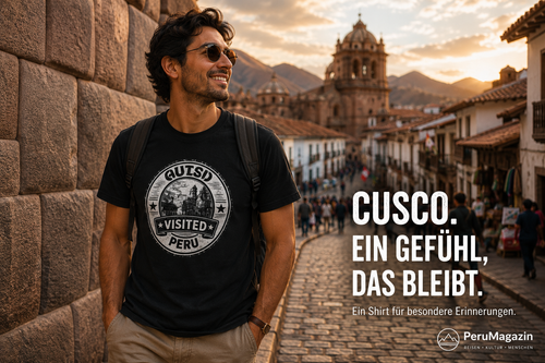 PeruMagazin – T-Shirt Cusco Visited (Schwarz, Weiß, Grün)