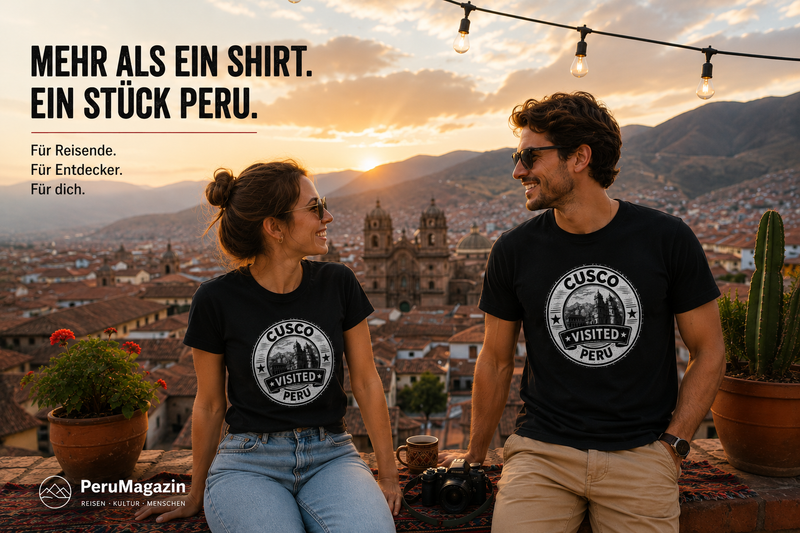 PeruMagazin – T-Shirt Cusco Visited (Schwarz, Weiß, Grün) - PeruMagazin