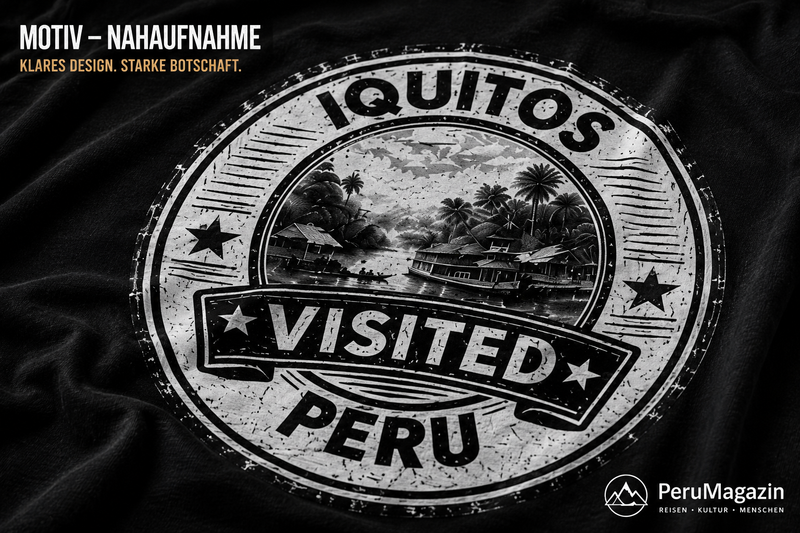 PeruMagazin – T-Shirt Iquitos Visited (Schwarz, Weiß, Grün) - PeruMagazin