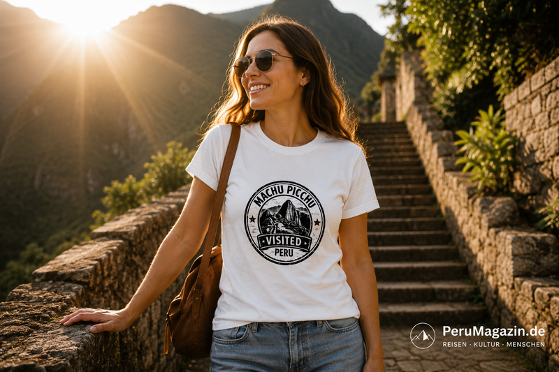 PeruMagazin – T-Shirt Machu Picchu Visited (Schwarz, Weiß, Grün) - PeruMagazin