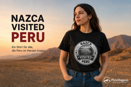 PeruMagazin – T-Shirt Nazca Visited (Schwarz, Weiß, Grün)