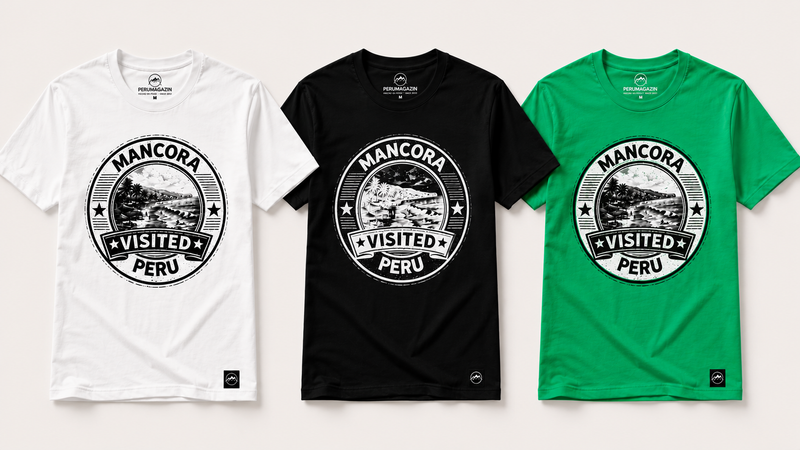 Visited Máncora T-Shirt in schwarzer Ausführung vor Küstenkulisse