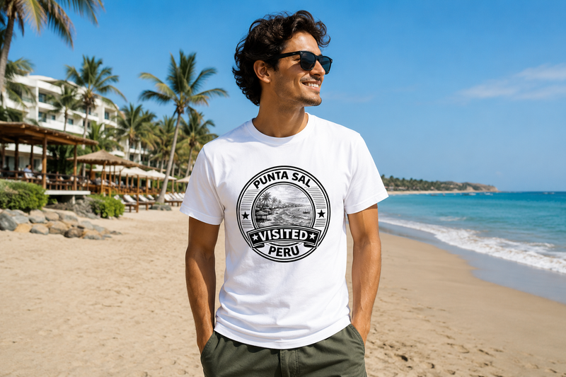 Visited Punta Sal T-Shirt als Hauptbild mit breitem Sandstrand in Nordperu
