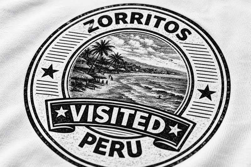Visited Zorritos T-Shirt Motiv als Nahaufnahme auf Baumwollstoff