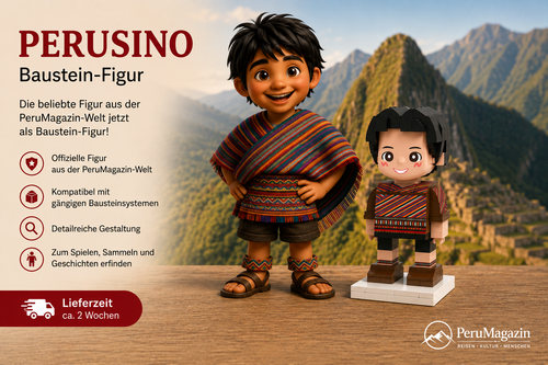 Perusino als Baustein-Figur – Frech, laut und endlich da