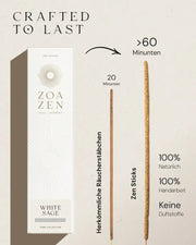 ZoaZen White Sage Zen Sticks – Produktaufnahme 7 der handgerollten Räucherstäbchen