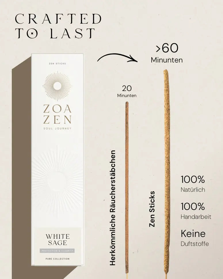 ZoaZen White Sage Zen Sticks – Produktaufnahme 7 der handgerollten Räucherstäbchen