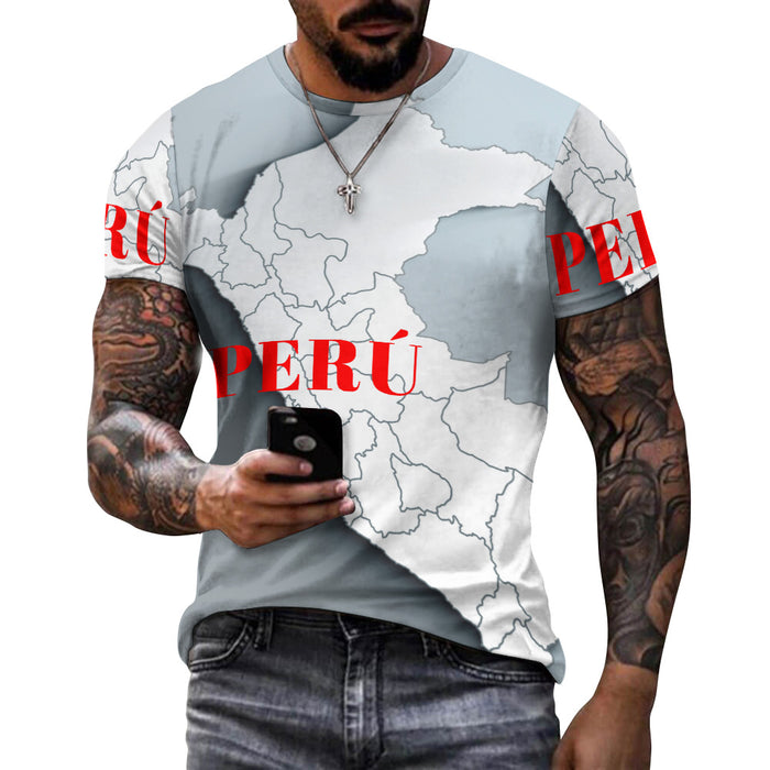 Men's Cotton T-Shirt - Map Peru