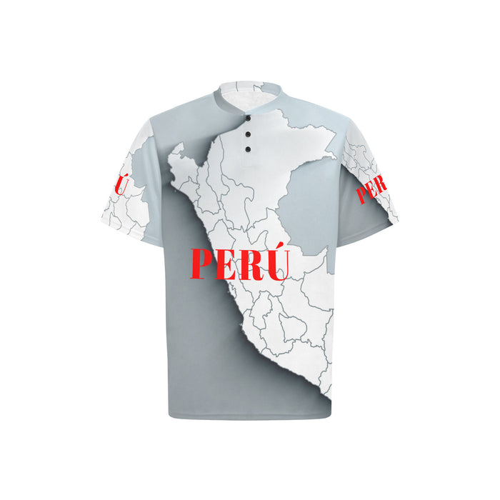 Camiseta Henley para hombre - Mapa Perú