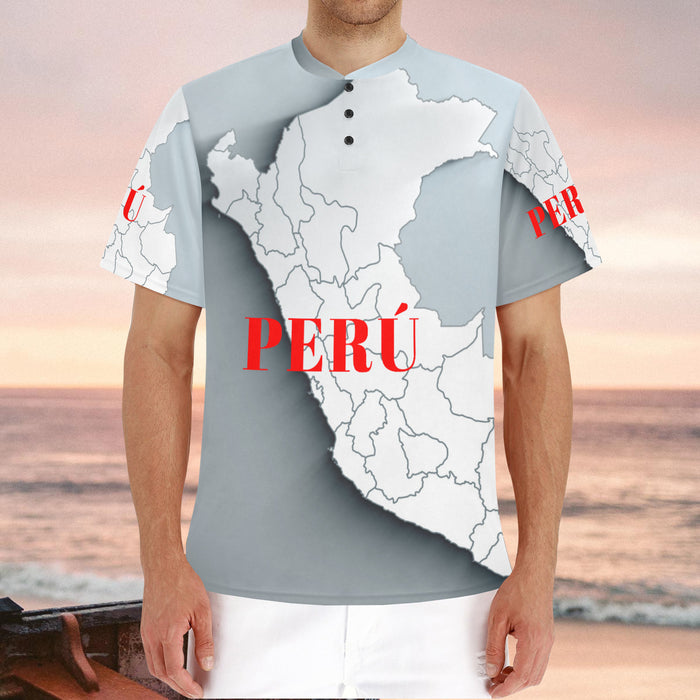 Camiseta Henley para hombre - Mapa Perú