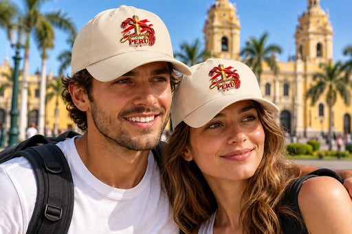 Esperanza para Perú Dad Cap – Verkaufsfoto mit zwei Modellen