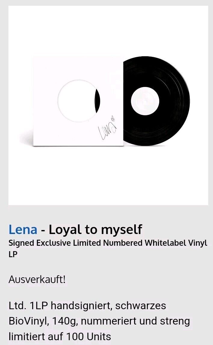 Lena Meyer-Landrut – Loyal To Myself - Vinyl, LP, Numbered, White Label, hand signed