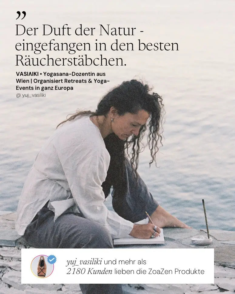 Kundenstimme zu ZoaZen Palo Santo – Bild mit Bewertung einer Yoga-Dozentin