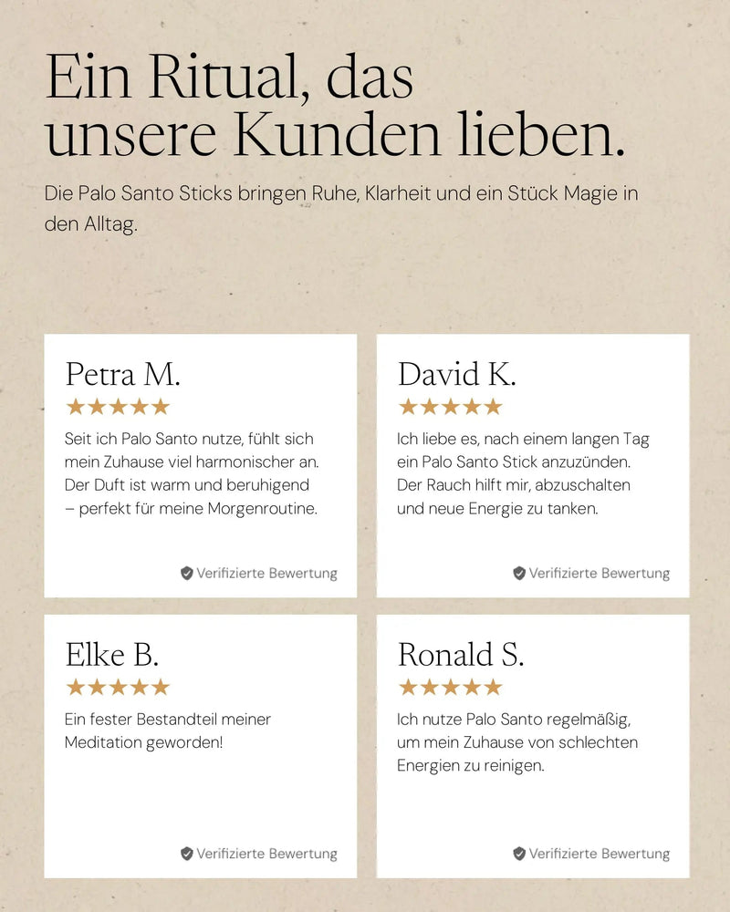 ZoaZen Palo Santo – Grafik mit Kundenbewertungen