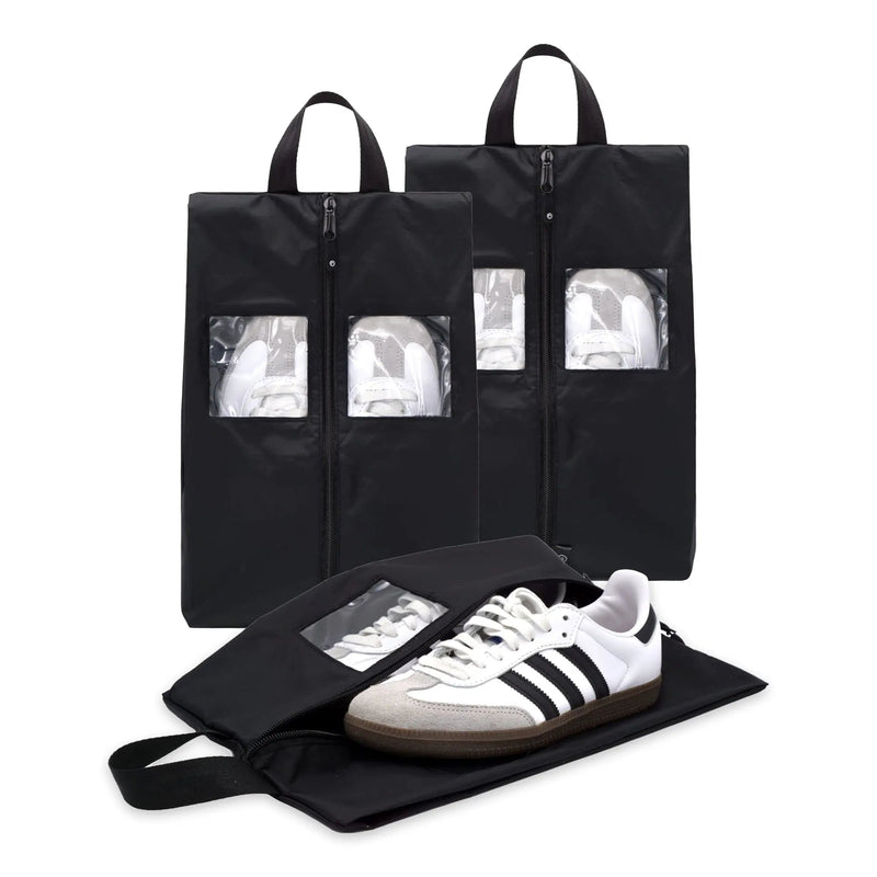 TRAVEL DUDE Schuhbeutel-Set – zwei Schuhtaschen aus recyceltem PET, Farbe Schwarz, Produktansicht 1 von 8