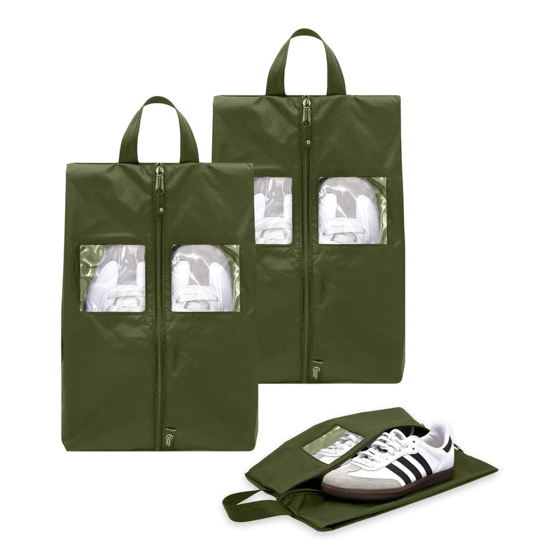 TRAVEL DUDE Schuhbeutel-Set – zwei Schuhtaschen aus recyceltem PET, Farbe Waldgrün, Produktansicht 1 von 8