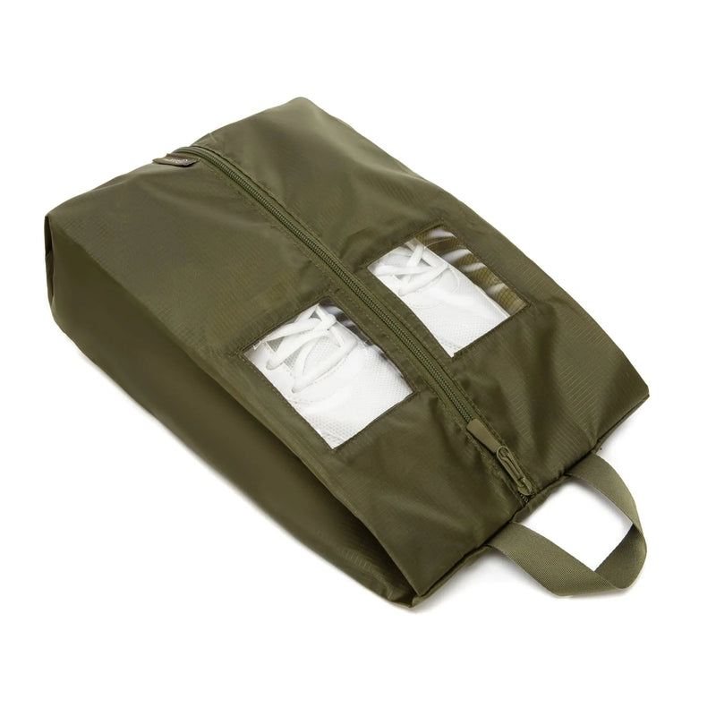 TRAVEL DUDE Schuhbeutel-Set – zwei Schuhtaschen aus recyceltem PET, Farbe Waldgrün, Produktansicht 6 von 8