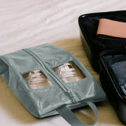 TRAVEL DUDE Schuhbeutel-Set – zwei Schuhtaschen aus recyceltem PET, Farbe Stahlblau, Produktansicht 2 von 8