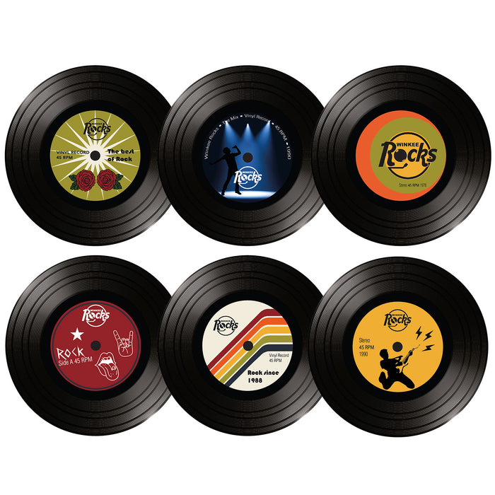 Winkee Rocks - Posavasos de vinilo Rock - 6 piezas 