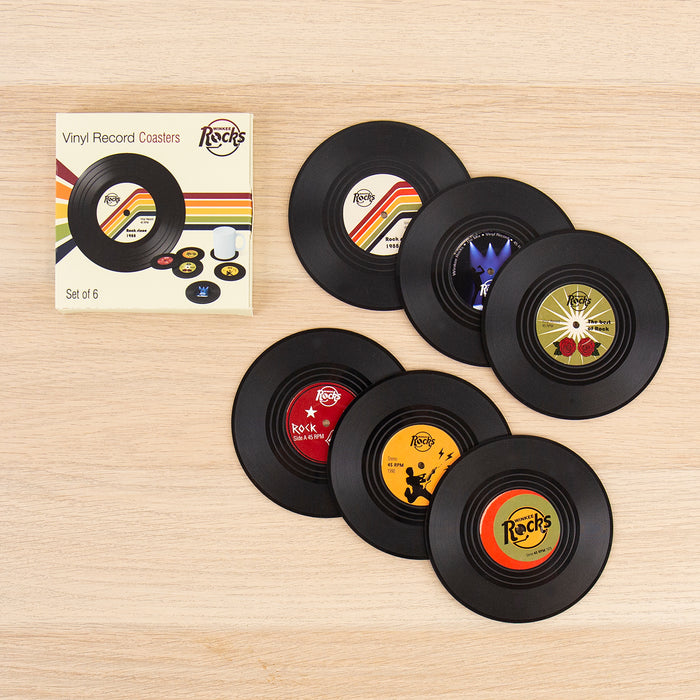 Winkee Rocks - Posavasos de vinilo Rock - 6 piezas 