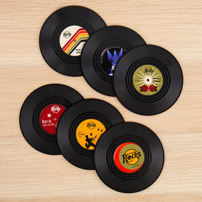 Winkee Rocks - Posavasos de vinilo Rock - 6 piezas 