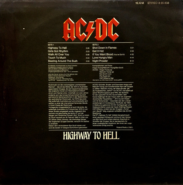 AC/DC – Highway To Hell - Vinyl, LP, Album