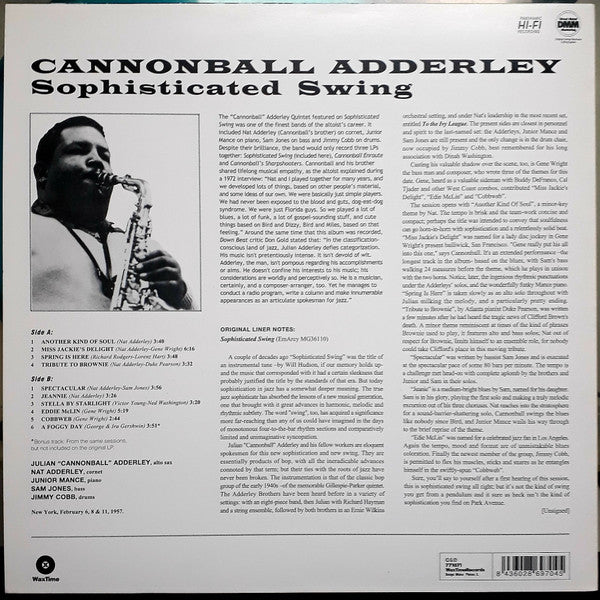 Cannonball Adderley – Sophisticated Swing - Vinyl, LP, Album, Limited Edition, Reissue, Remastered