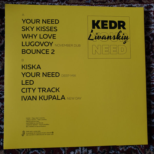 Kedr Livanskiy – Your Need - Vinyl, LP, Album, Limited Edition, Stereo, Neon Yellow