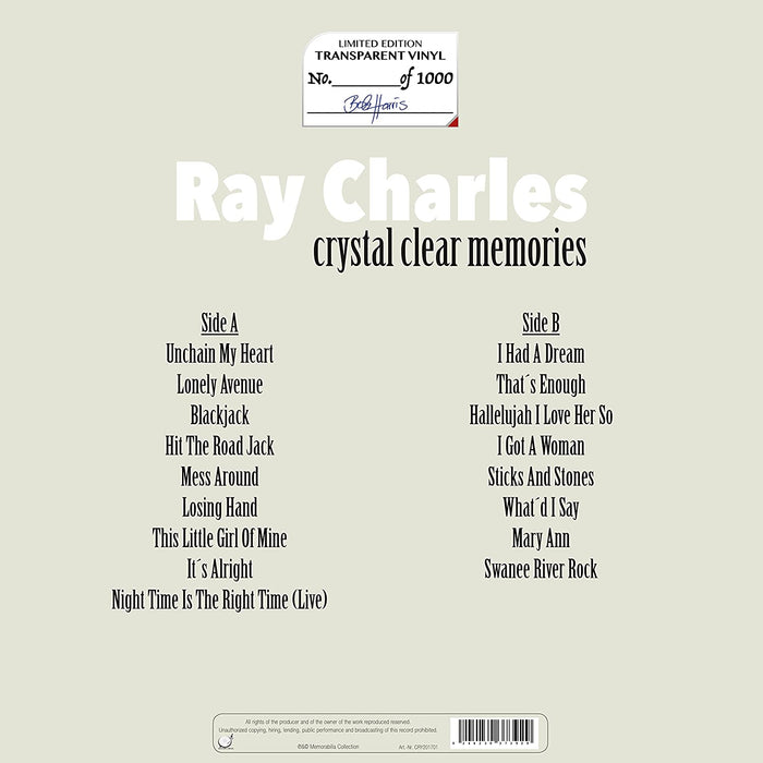 Ray Charles – Crystal Clear Memories - Vinyl, LP, Compilation, Limited Edition, Numbered, Special Edition, Transparent